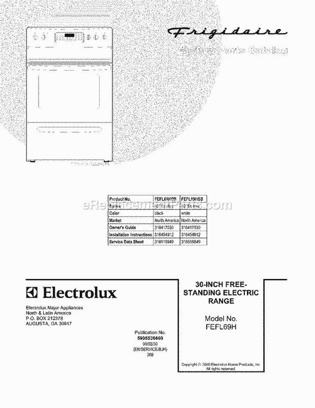 Frigidaire FEFL69HSB Range Page C Diagram