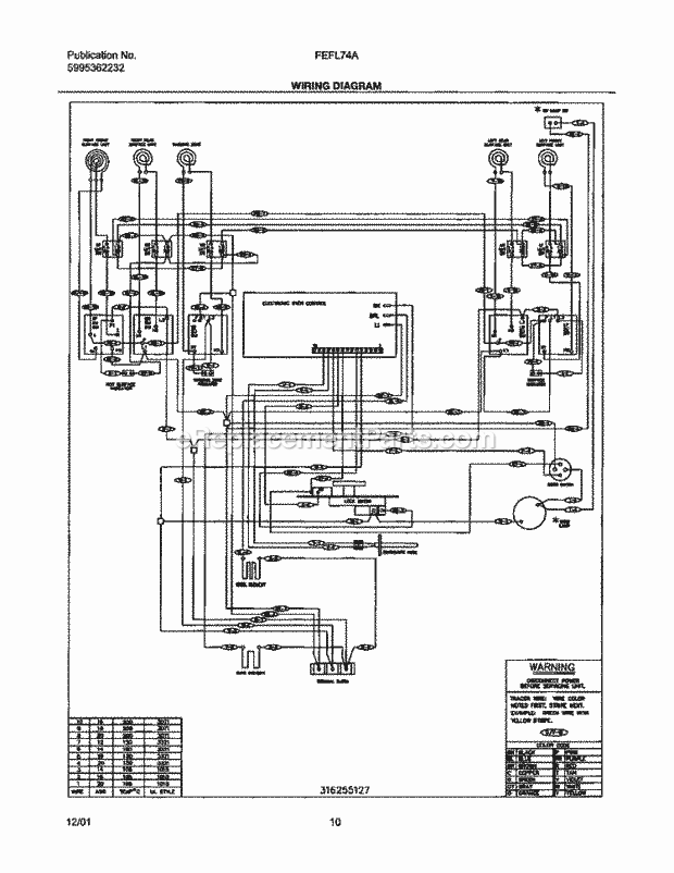 Frigidaire FEFL74ABA Freestanding, Electric Electric Range Page F Diagram