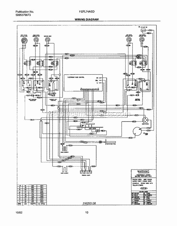 Frigidaire FEFL74ASD Freestanding, Electric Electric Range Page F Diagram