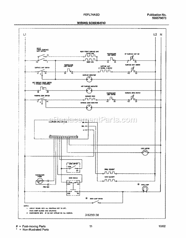 Frigidaire FEFL74ASD Freestanding, Electric Electric Range Page G Diagram