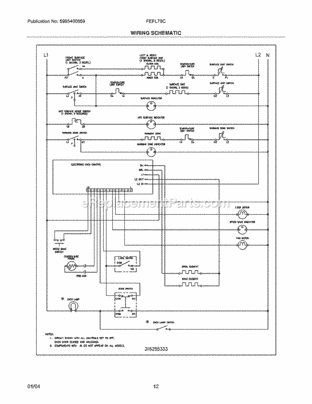 Frigidaire FEFL78CBA Freestanding, Electric Electric Range Page G Diagram