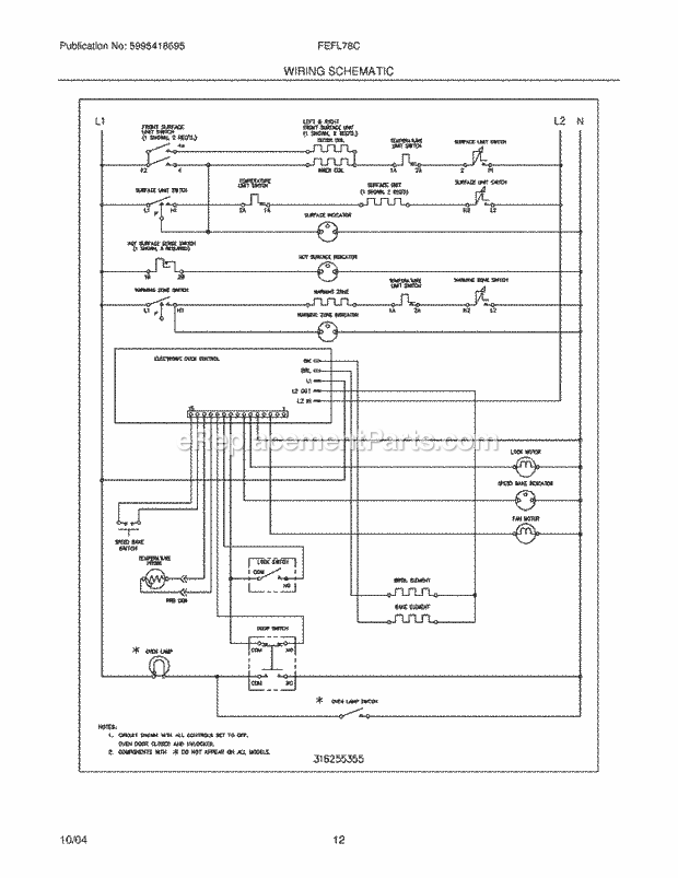 Frigidaire FEFL78CBD Freestanding, Electric Electric Range Page G Diagram