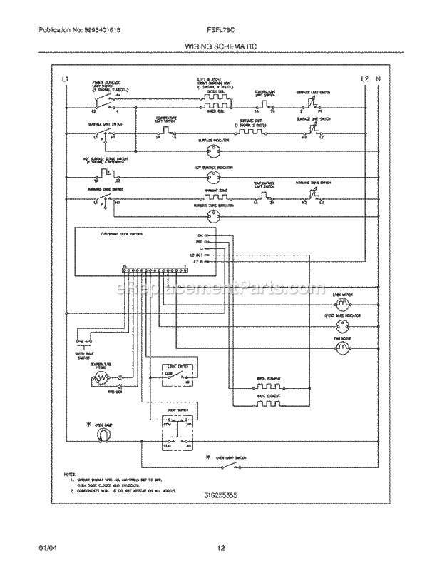 Frigidaire FEFL78CSB Freestanding, Electric Electric Range Page G Diagram