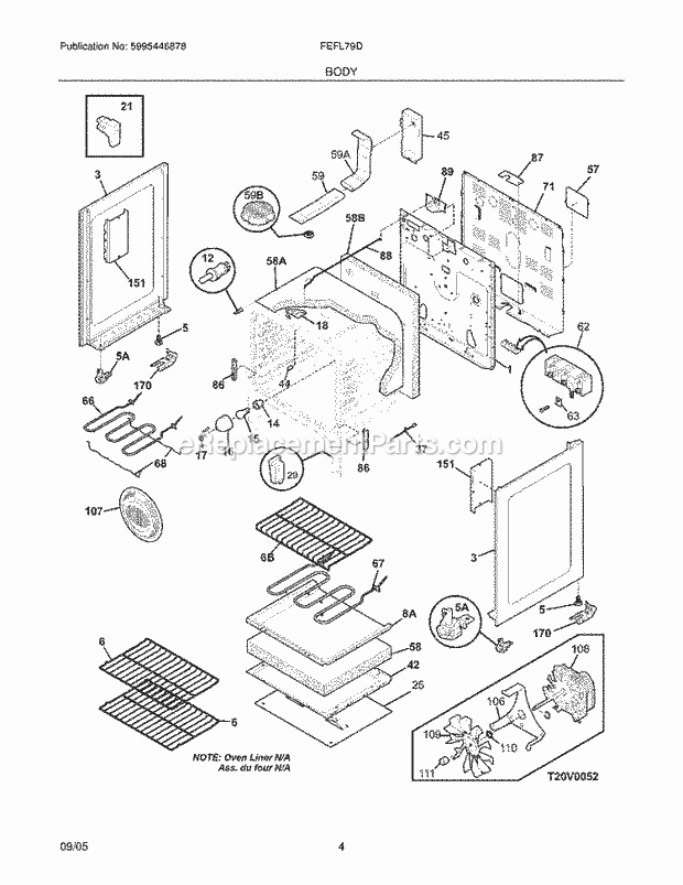 Frigidaire FEFL79DSF Freestanding, Electric Electric Range Body Diagram