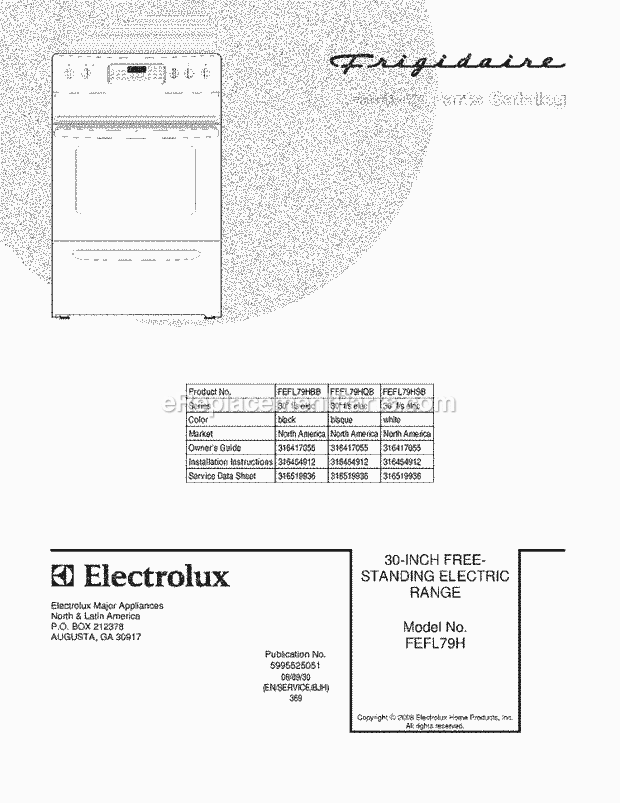 Frigidaire FEFL79HBB Range Page C Diagram