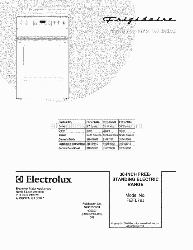 Frigidaire FEFL79JSB Range Page C Diagram