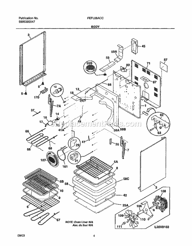 Frigidaire FEFL88ACC Freestanding, Electric Electric Range Body Diagram