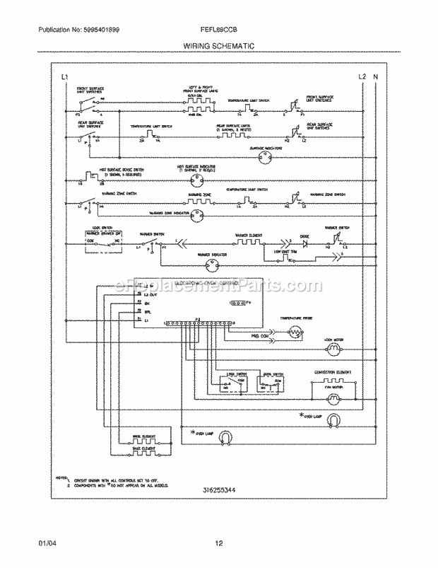 Frigidaire FEFL89CCB Freestanding, Electric Electric Range Page G Diagram