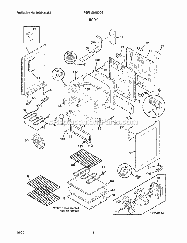 Frigidaire FEFLM605DCE Freestanding, Electric Electric Range Body Diagram