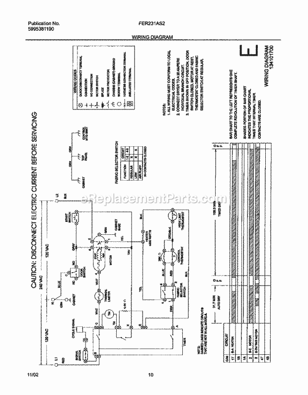 Frigidaire FER231AS2 Residential Dryer Page F Diagram