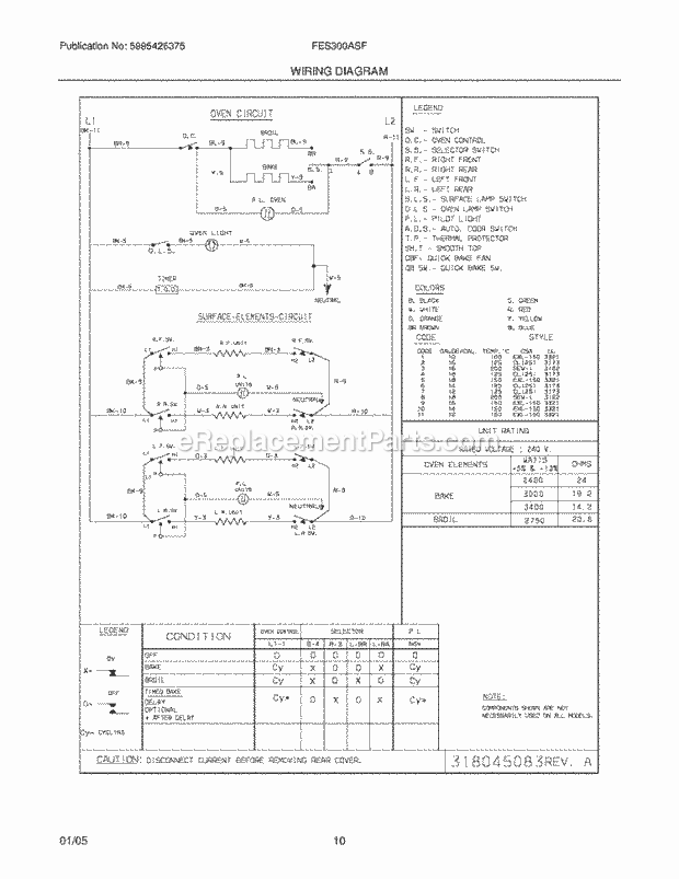 Frigidaire FES300ASF Slide-In, Electric Electric Range Page F Diagram