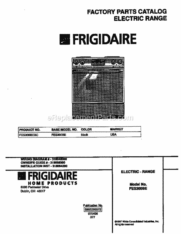 Frigidaire FES300BEBC Slide-In, Electric Electric Range Page C Diagram