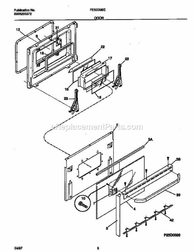 Frigidaire FES300BEBC Slide-In, Electric Electric Range Door Diagram