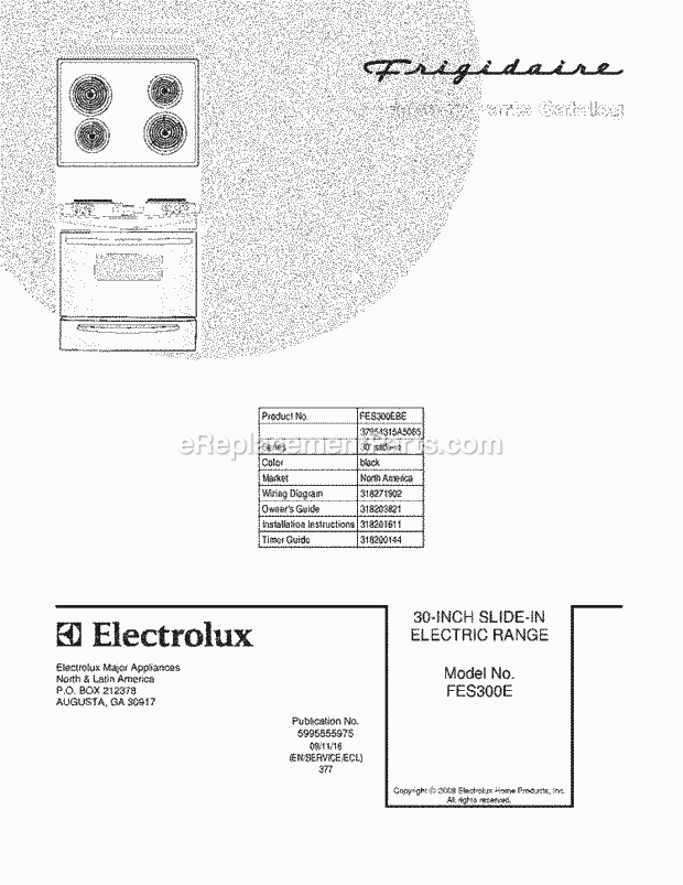 Frigidaire FES300EBE Range Page C Diagram