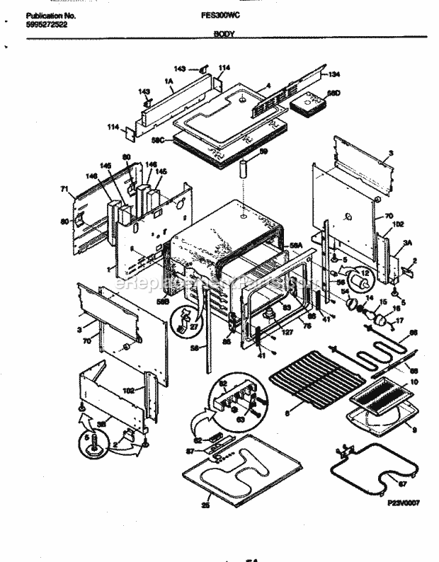 Frigidaire FES300WCDA Frg/Electric Range Body Diagram