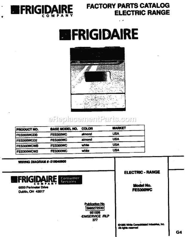 Frigidaire FES300WCDB Frg/Electric Range Page C Diagram