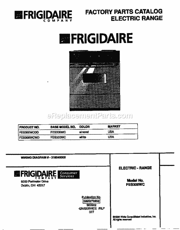 Frigidaire FES300WCDD Slide-In, Electric Electric Range Page C Diagram