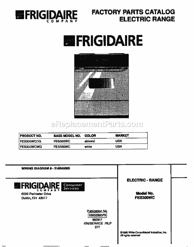 Frigidaire FES300WCWG Slide-In, Electric Electric Range Page C Diagram
