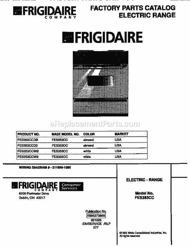 Frigidaire FES353CCDB Slide-In, Electric Electric Range Page C Diagram