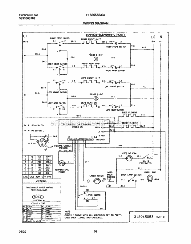 Frigidaire FES355ABA Slide-In, Electric Electric Range Page F Diagram