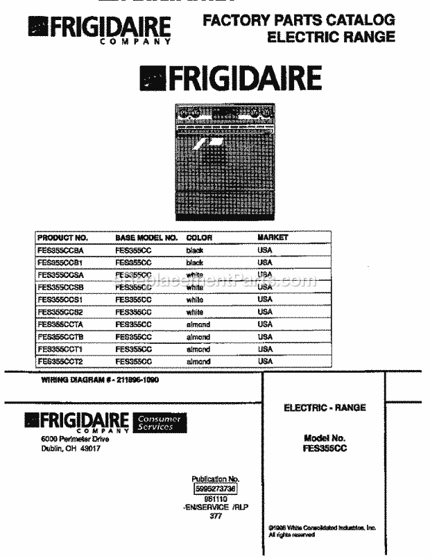 Frigidaire FES355CCTA Slide-In, Electric Electric Range Page C Diagram