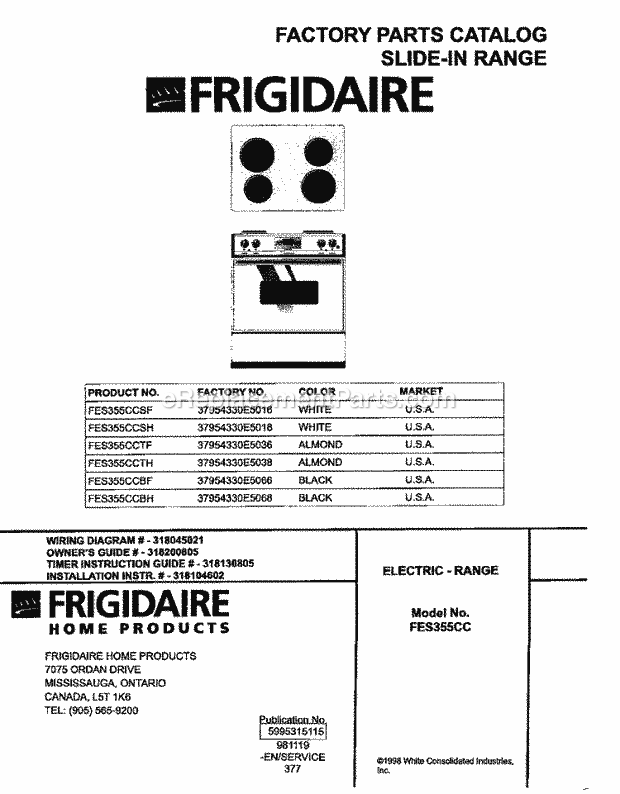 Frigidaire FES355CCTF Frg/Electric Range Page C Diagram