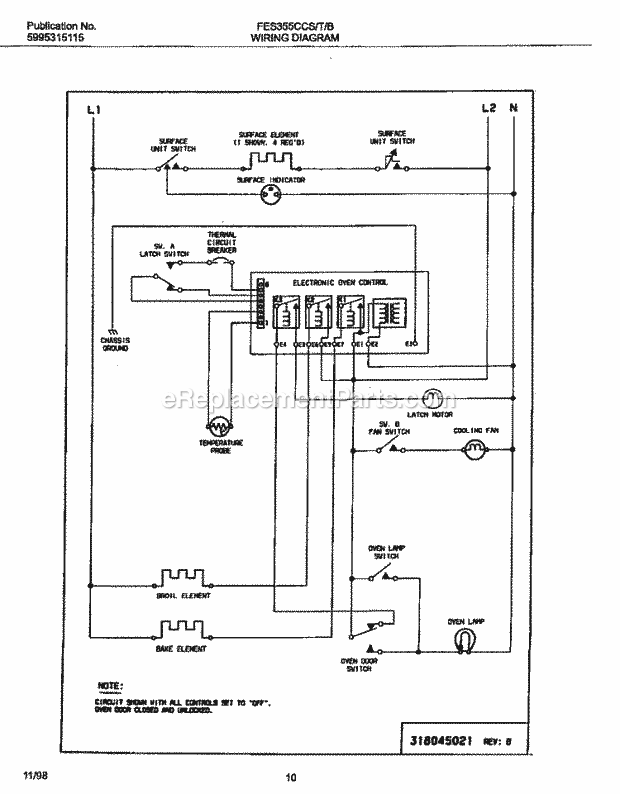Frigidaire FES355CCTF Frg/Electric Range Page F Diagram
