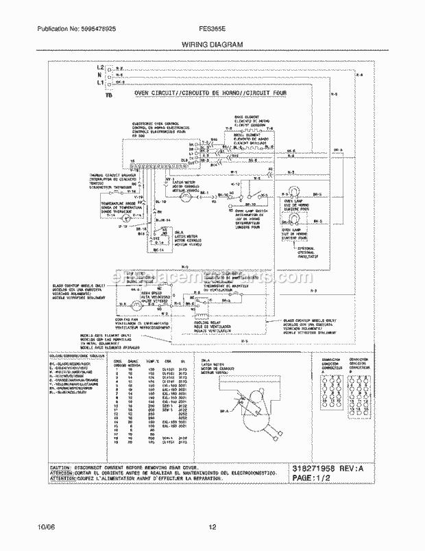 Frigidaire FES365EBC Slide-In, Electric Electric Range Page G Diagram