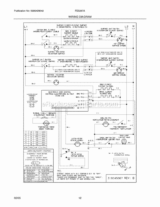 Frigidaire FES367ASH Slide-In, Electric Electric Range Page F Diagram