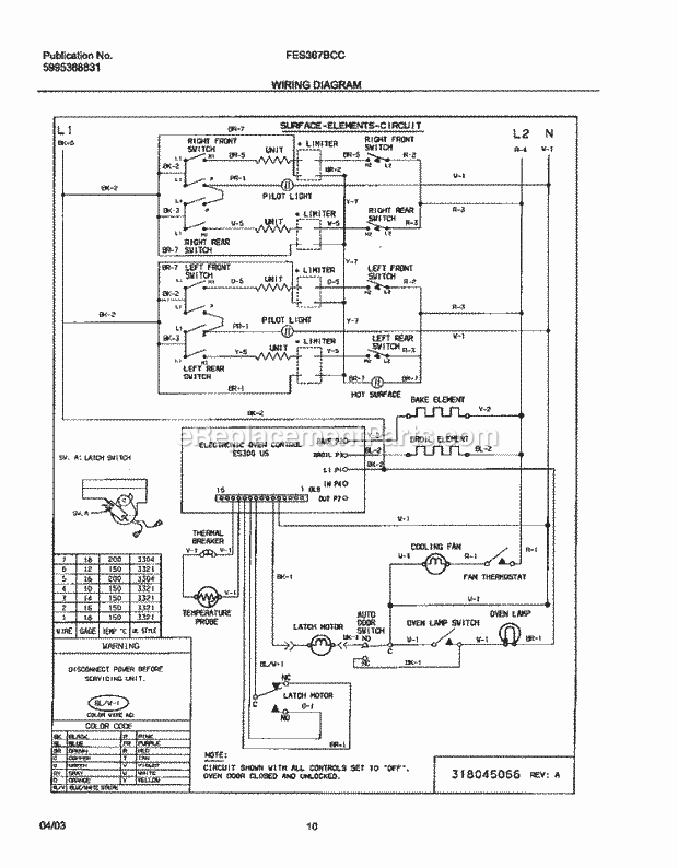 Frigidaire FES367BCC Slide-In, Electric Electric Range Page F Diagram