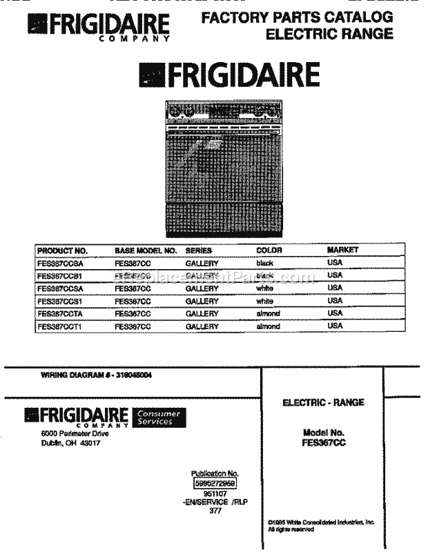 Frigidaire FES367CCB1 Slide-In, Electric Electric Range Page C Diagram