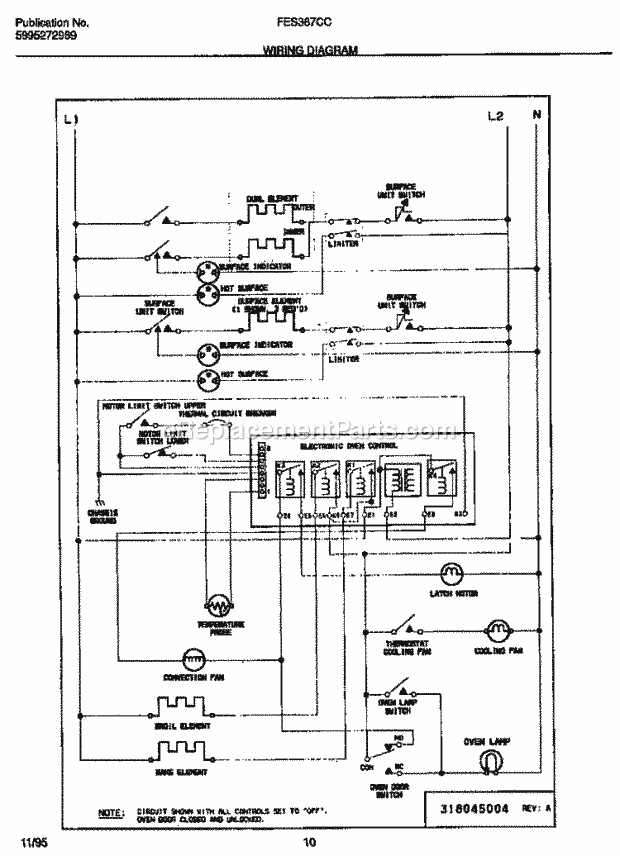 Frigidaire FES367CCSA Slide-In, Electric Electric Range Page F Diagram