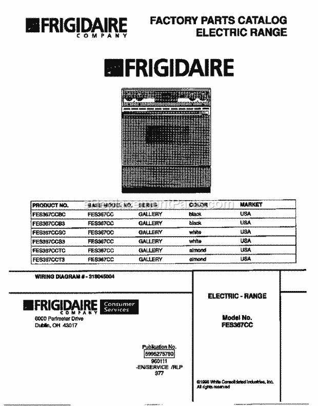 Frigidaire FES367CCTC Slide-In, Electric Electric Range Page C Diagram