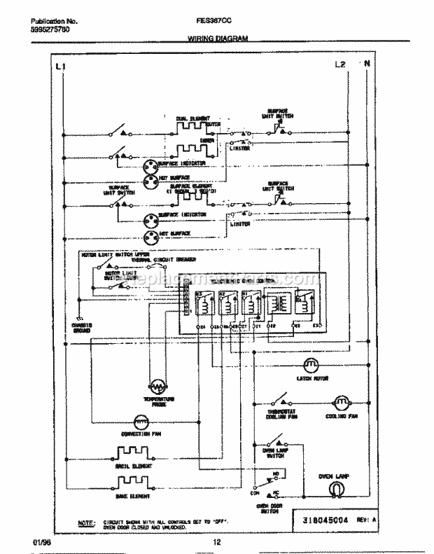 Frigidaire FES367CCTC Slide-In, Electric Electric Range Page F Diagram
