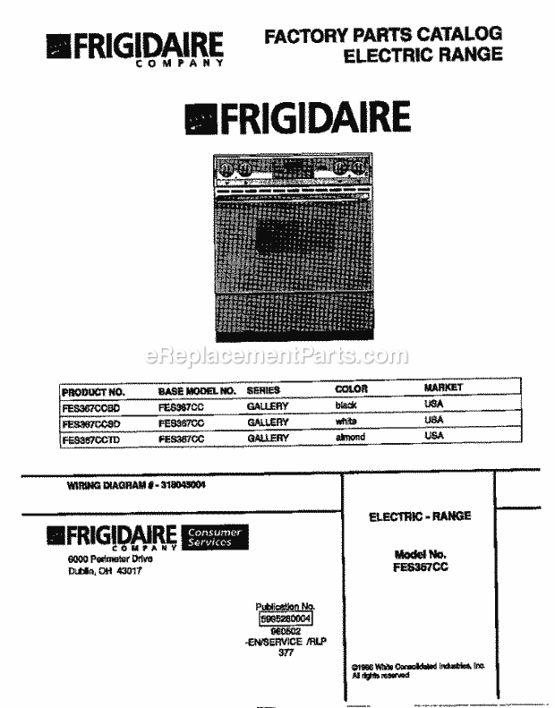 Frigidaire FES367CCTD Slide-In, Electric Electric Range Page C Diagram