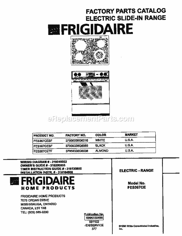 Frigidaire FES367CESF Slide-In, Electric Electric Range Page C Diagram