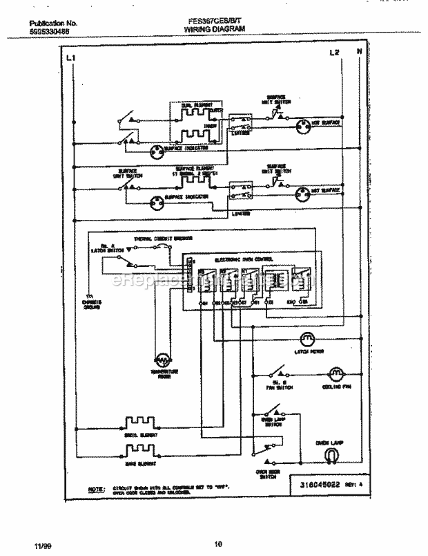 Frigidaire FES367CESF Slide-In, Electric Electric Range Page F Diagram