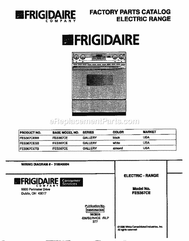 Frigidaire FES367CETB Slide-In, Electric Electric Range Page C Diagram