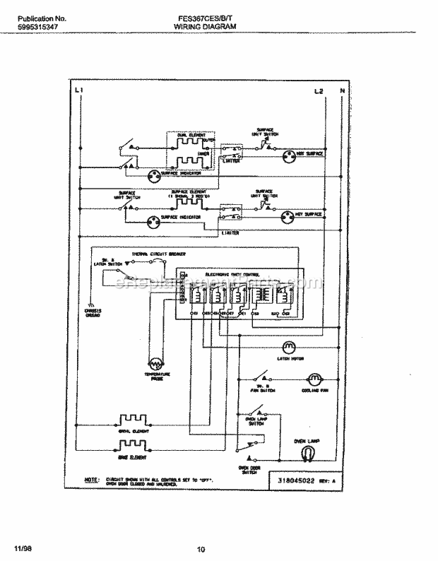 Frigidaire FES367CETC Slide-In, Electric Electric Range Page F Diagram