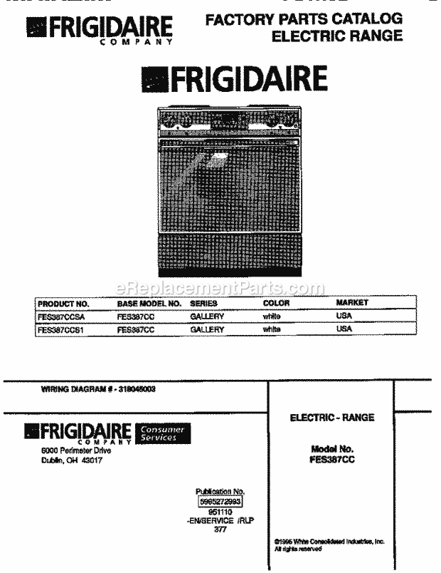 Frigidaire FES387CCSA Slide-In, Electric Electric Range Page C Diagram