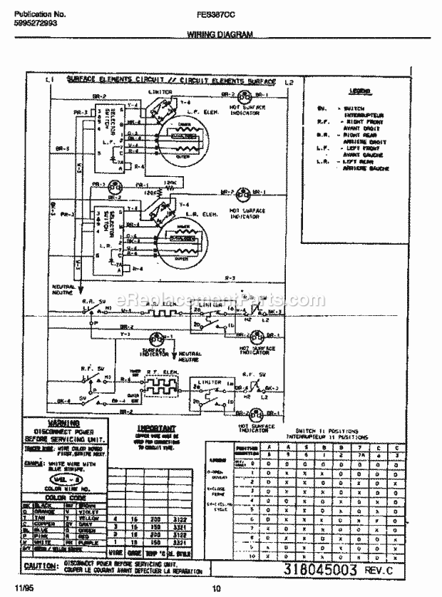 Frigidaire FES387CCSA Slide-In, Electric Electric Range Page F Diagram