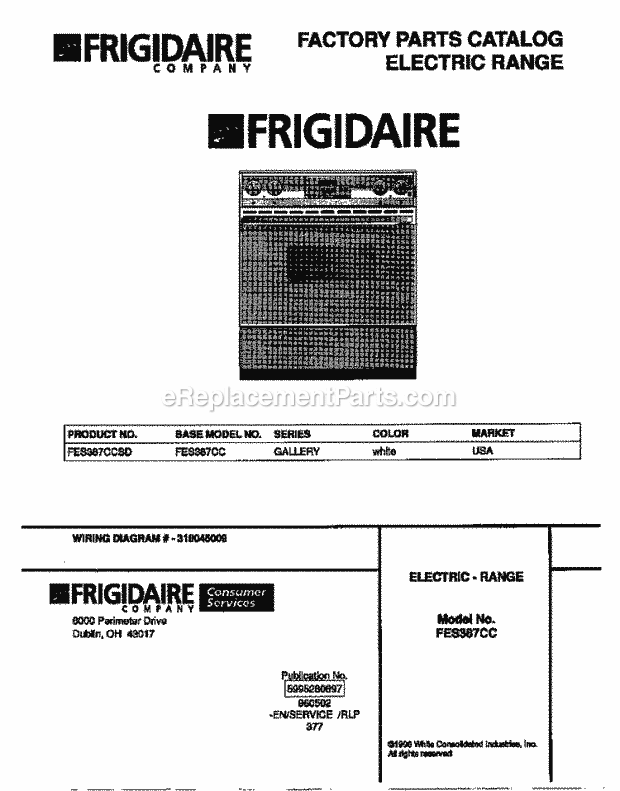 Frigidaire FES387CCSD Slide-In, Electric Electric Range Page C Diagram