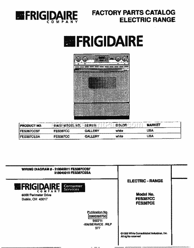 Frigidaire FES387CESA Slide-In, Electric Electric Range Page C Diagram