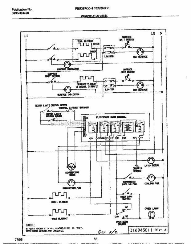 Frigidaire FES387CESA Slide-In, Electric Electric Range Page G Diagram