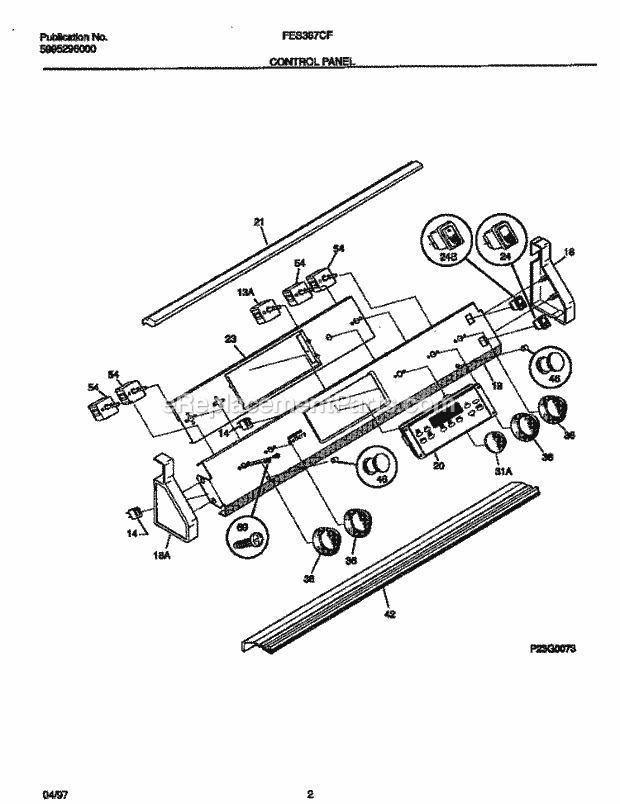 Frigidaire FES387CFBA Slide-In, Electric Electric Range Control Panel Diagram