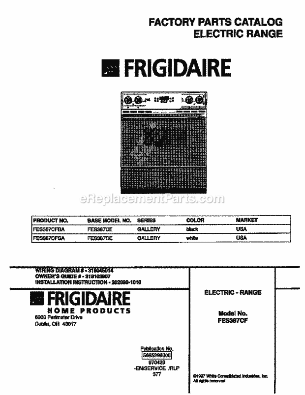 Frigidaire FES387CFBA Slide-In, Electric Electric Range Page C Diagram
