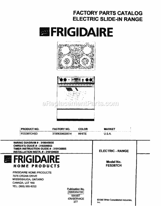 Frigidaire FES387CHSB Frg/Electric Range Page C Diagram