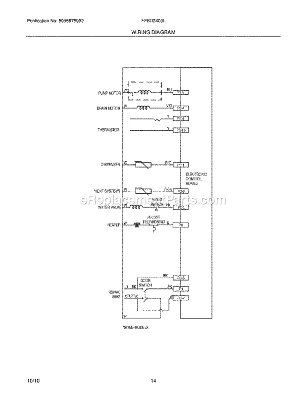 Frigidaire FFBD2403LB0B Dishwasher Page H Diagram