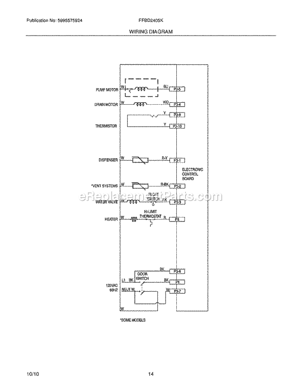 Frigidaire FFBD2405KB0A Dishwasher Page H Diagram