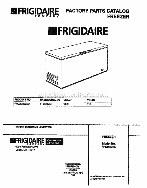 Frigidaire FFC05M5CW1 Chest Freezer Page B Diagram